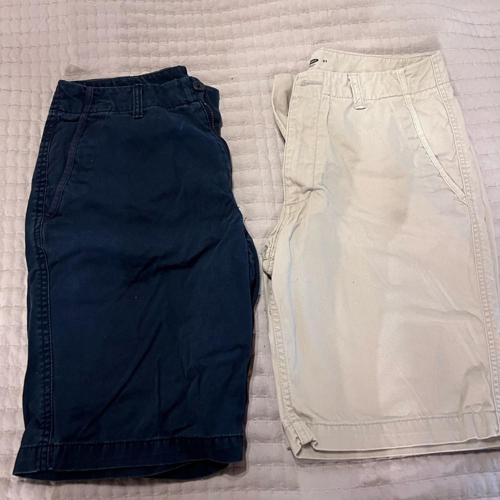 Old Navy Men's Dark Blue and Light Beige Shorts